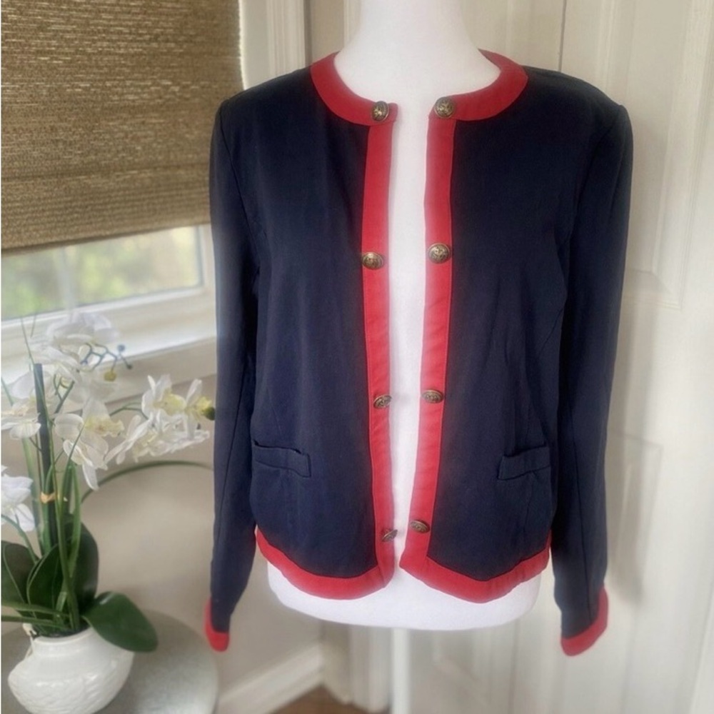NWT Tommy Hilfiger Women’s Contrast Trim Open Front Jacket Size Large - Picture 3 of 8